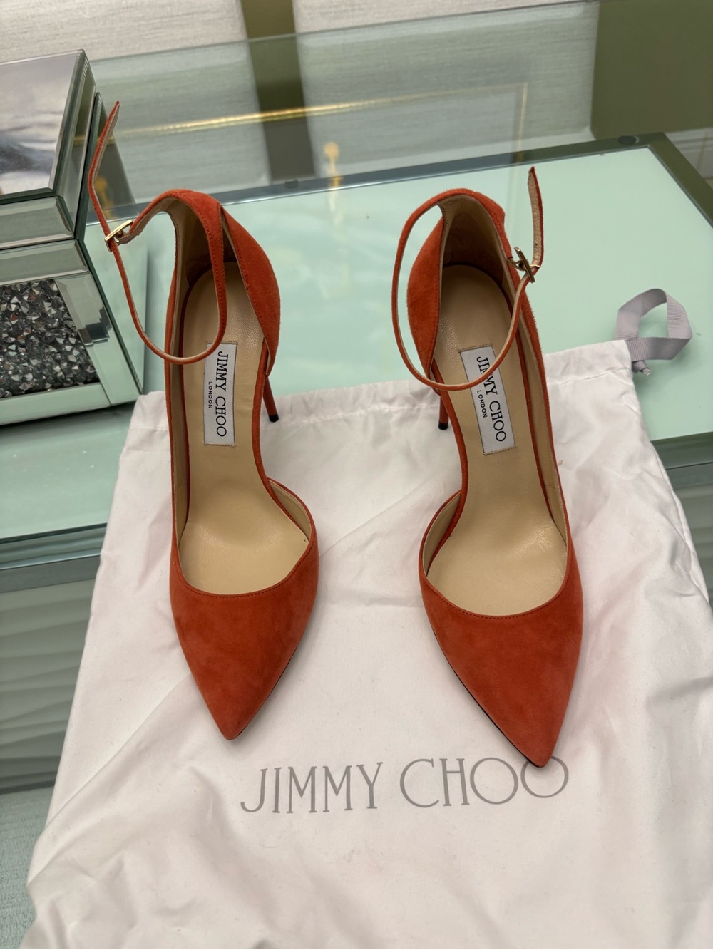 Jimmy Choo D’Orsay Suede Pointed-Toe Ankle-Strap Pumps